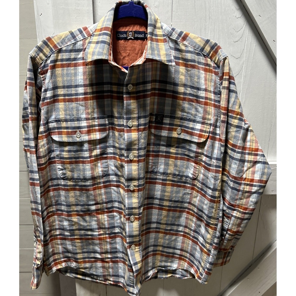 Cinch Brand Long Sleeve Button Up Shirt Men's Size XS Plaid